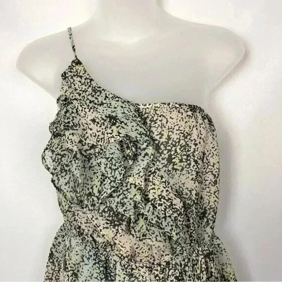 BCBGeneration Pink & Blue Dot Ruffle Printed One Shoulder Mini Dress S - Picture 3 of 4